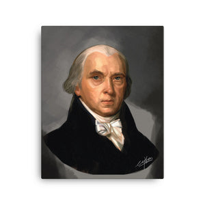 JAMES MADISON -BORN 1751  DIED 1836 -FOURTH PRESIDENT -"FATHER OF THE CONSTITUTION, COLONEL, CONGRESSMAN, SECRETARY OF STATE"  -16X20