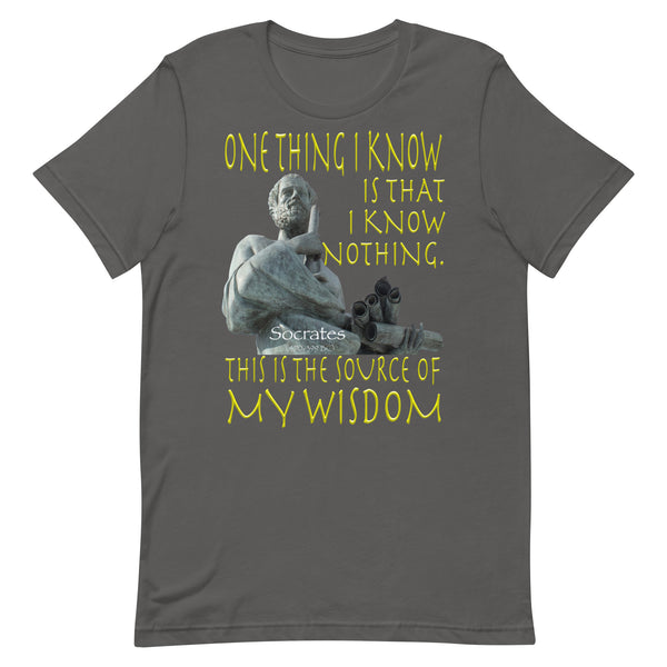 SOCRATES  -ONE THING I KNOW IS THAT I KNOW NOTHING.  -THAT IS THE SOURCE OF MY WISDOM