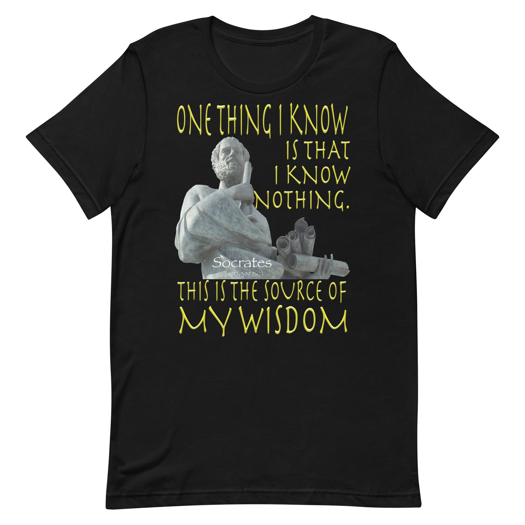 SOCRATES  -ONE THING I KNOW IS THAT I KNOW NOTHING.  -THAT IS THE SOURCE OF MY WISDOM